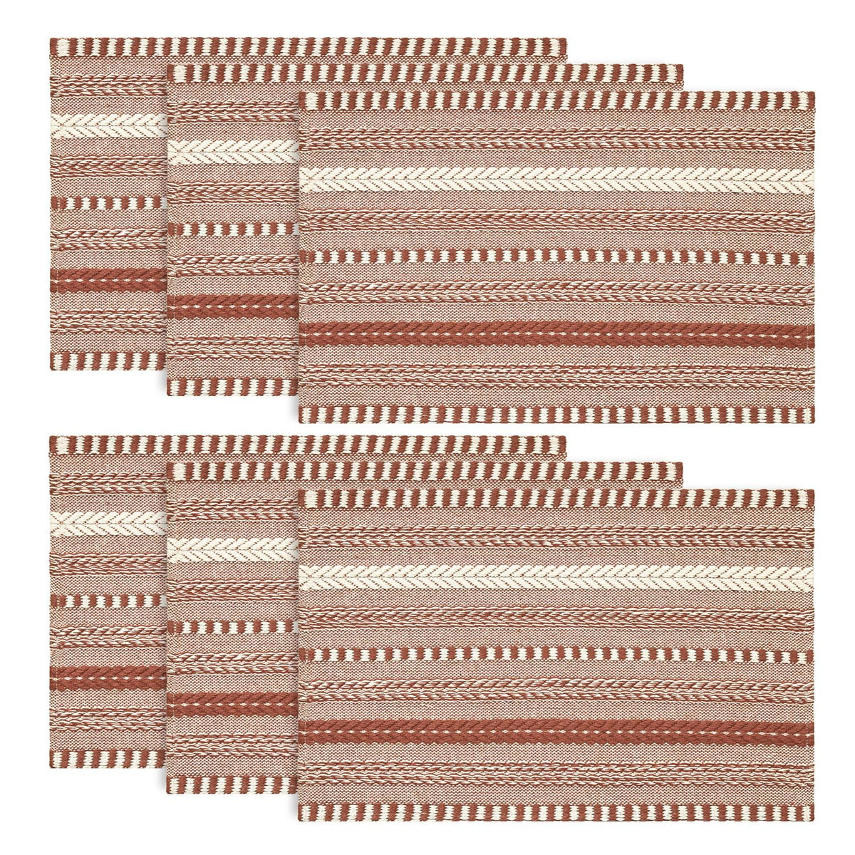 Artoid Mode Caramel Woven Braided Stripe Placemats Set of 4-12x18 Inch