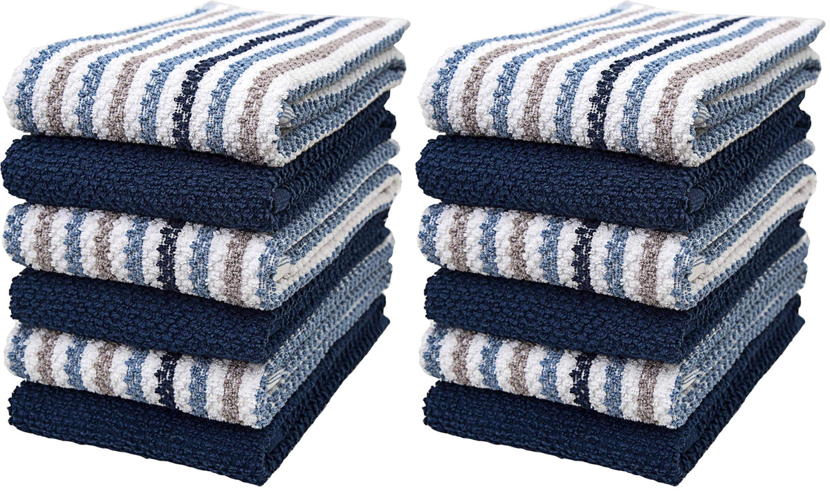 Bumble Kitchen Towels 6 Pack 100% Cotton 16"x26" - Tan Wide Stripe
