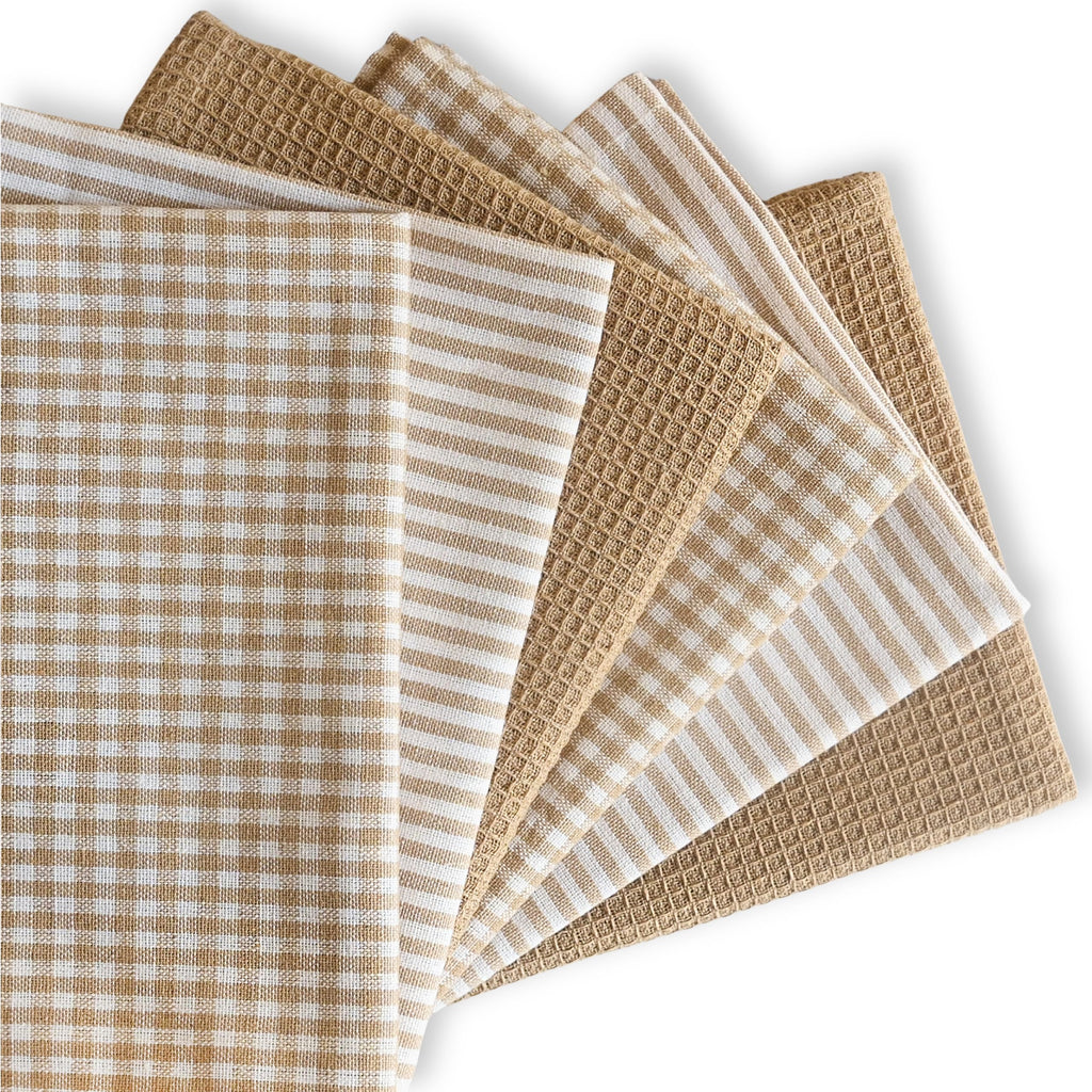 Cotton Dish Towels For Kitchen Drying - Highly Absorbent Light Gray Striped Gingham Plaid Tea Towels - 18"X28" Set Of 6 Farmhouse Linen Dishtowels In Bulk - Pano De Prato Para Cozinha - T Towles Towls