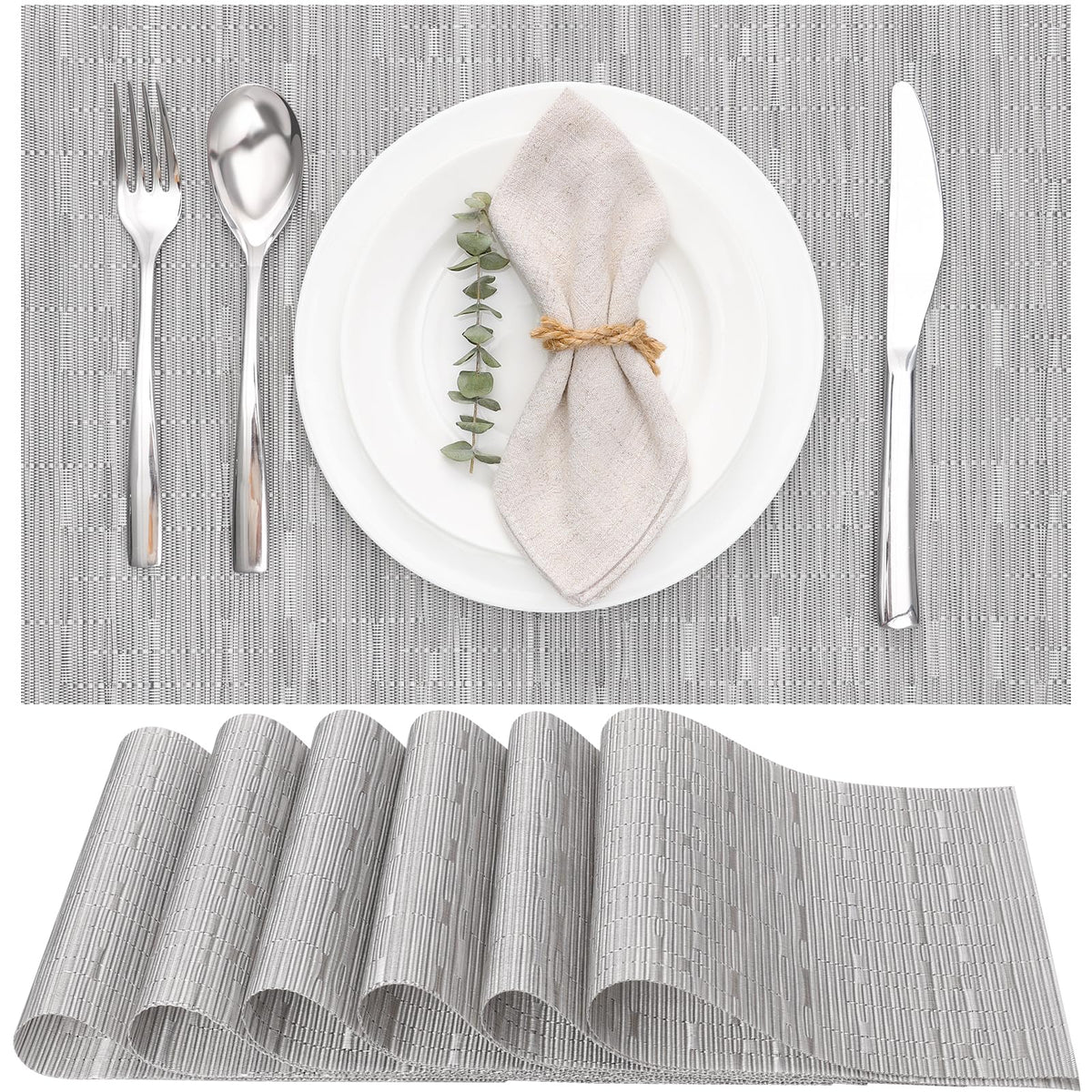 Myir JUN Black Placemats Set of 8 Kitchen and Dining Table Placemats