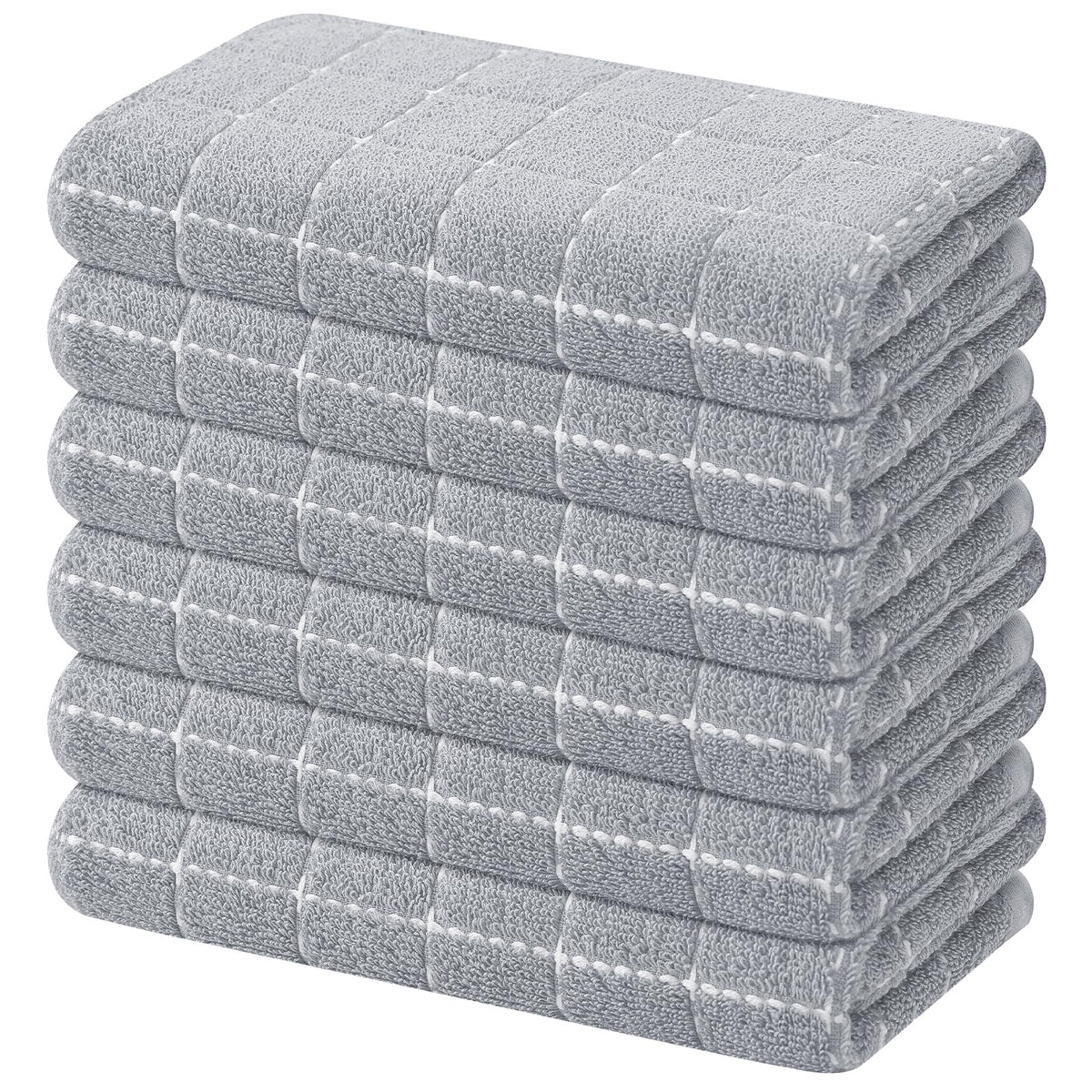 Mordimy Cotton Terry Checkered Kitchen Towels, 16"x 26", 4 Pack, Tan