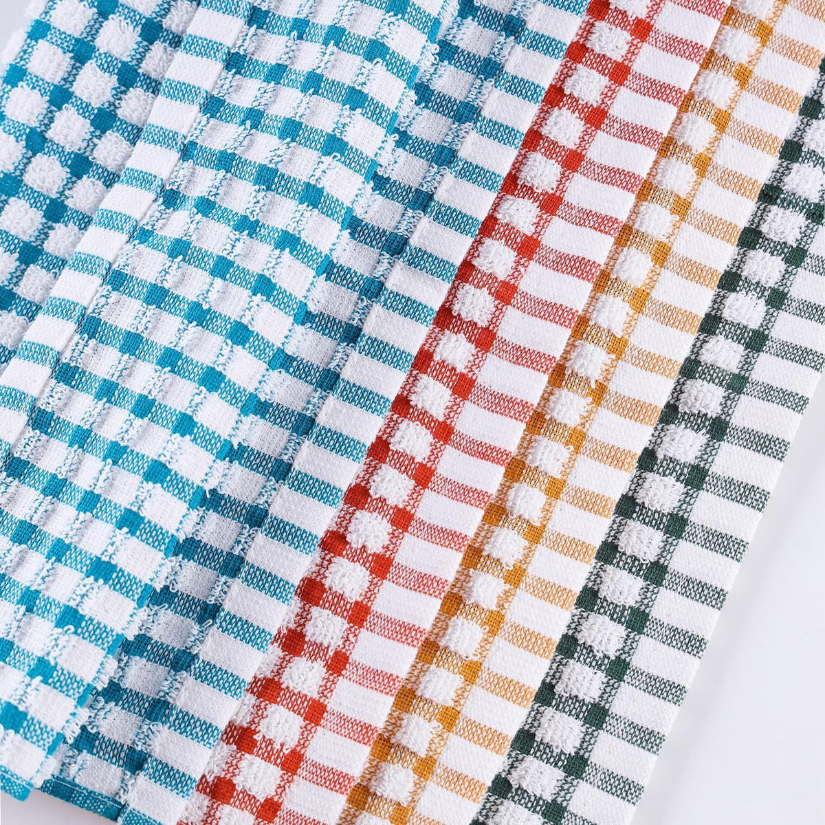 Oeleky Cotton Kitchen Towels 8 Pack, 15x26 Checkered Dish Towels
