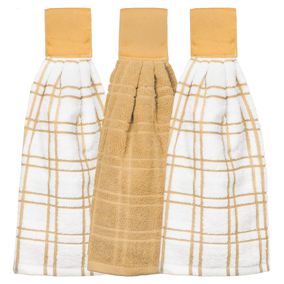 Ritz Premium 100% Cotton Solid and Multi Check Kitchen Tie Towel Absorbent, Super Soft, and Fast Drying Hang Towel, Set of Three, Federal Blue
