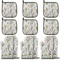 Zhehao 12 Pack Vintage Floral Oven Mitts and Pot Holders, 6 Pcs Non-Slip Heat Resistant Kitchen Oven Gloves, 6 Pcs Cute Botanic Wild Flowers Pads for Cooking Baking Grilling BBQ