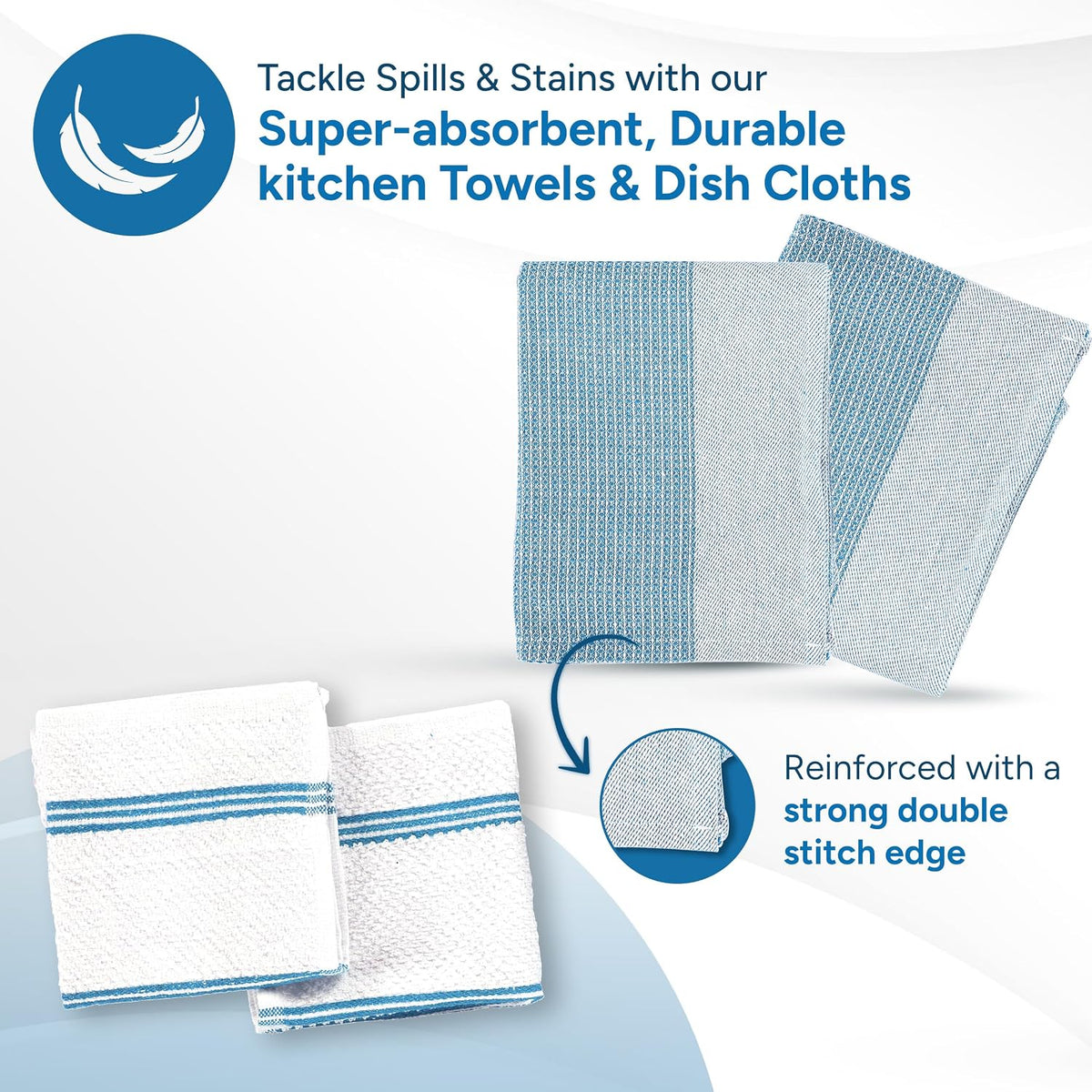 Casa Platino Silicone Oven Mitts Set, 8-Piece – 500°F Heat Resistant Mini Oven Mitt, Potholders for Kitchens, 2 Kitchen Towels & 2 Dish Cloths – Durable, Non-Slip & Machine Washable – Cornflower
