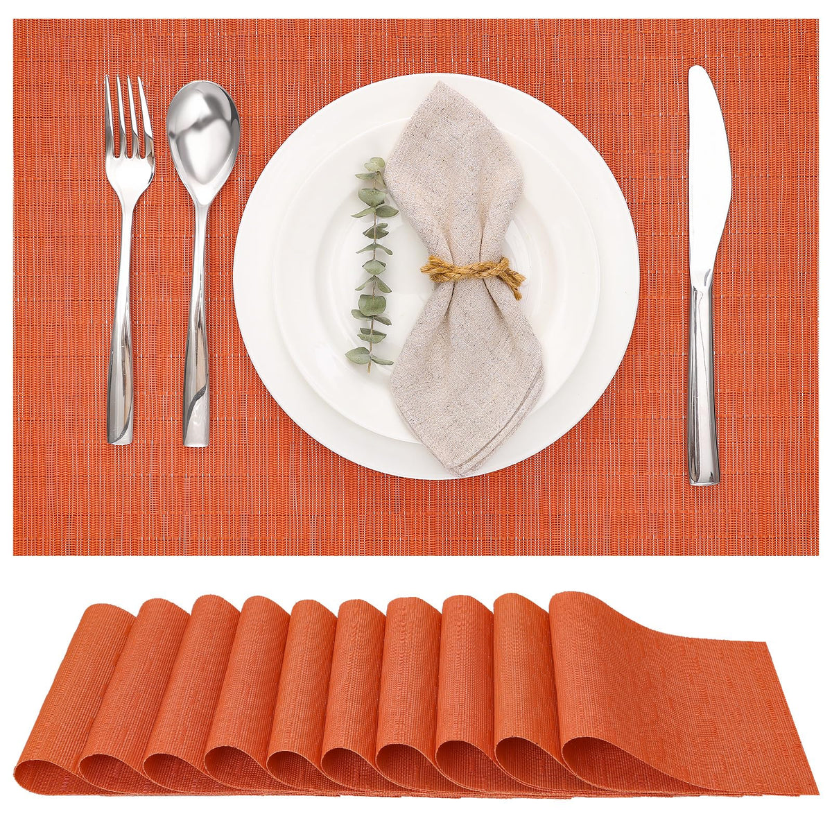 Myir JUN Black Placemats Set of 8 Kitchen and Dining Table Placemats