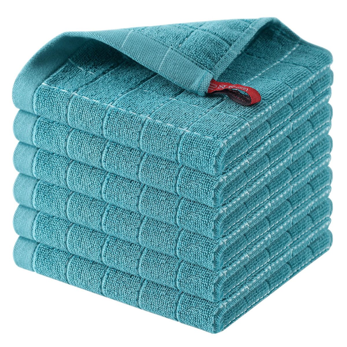 Homaxy 100% Cotton Terry Kitchen Towels, 4 Pack, Black