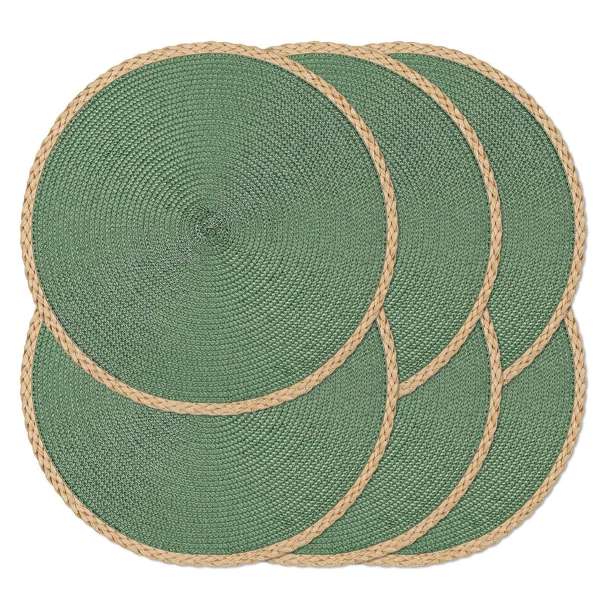 Round Placemats Set of 4, Woven Table Mats, Thin Edge, Black
