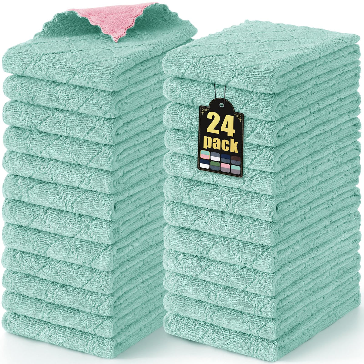 Mordimy 12 Pack Soft and Absorbent Kitchen Cloths, Dark Grey & White