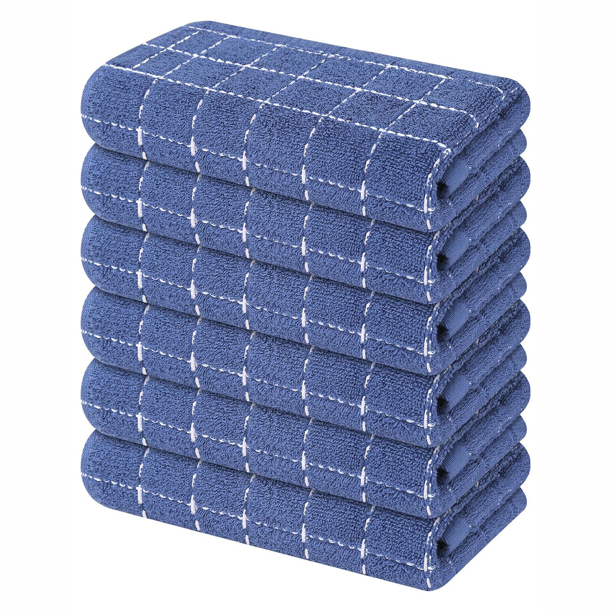 Mordimy Cotton Terry Checkered Kitchen Towels, 16"x 26", 4 Pack, Tan