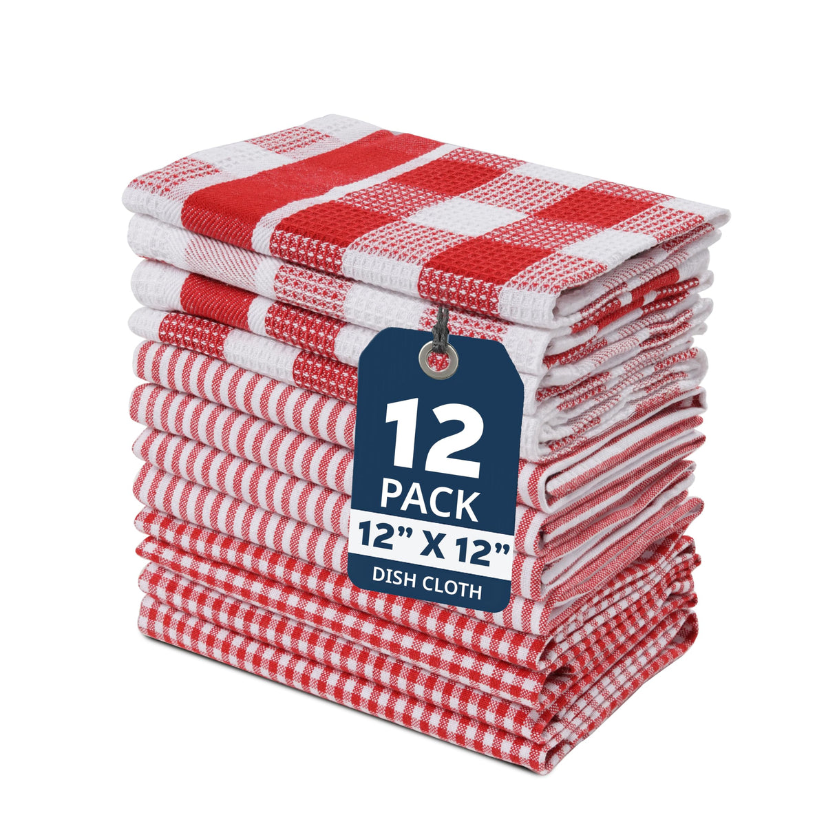 LANE LINEN 100% Cotton Kitchen Dish Cloths, Ultra Soft Absorbent Quick Drying Dish Towels, Multiweave Wash Cloths Dish Towel Sets, 13x28 Inches, 4 Pack - Grey