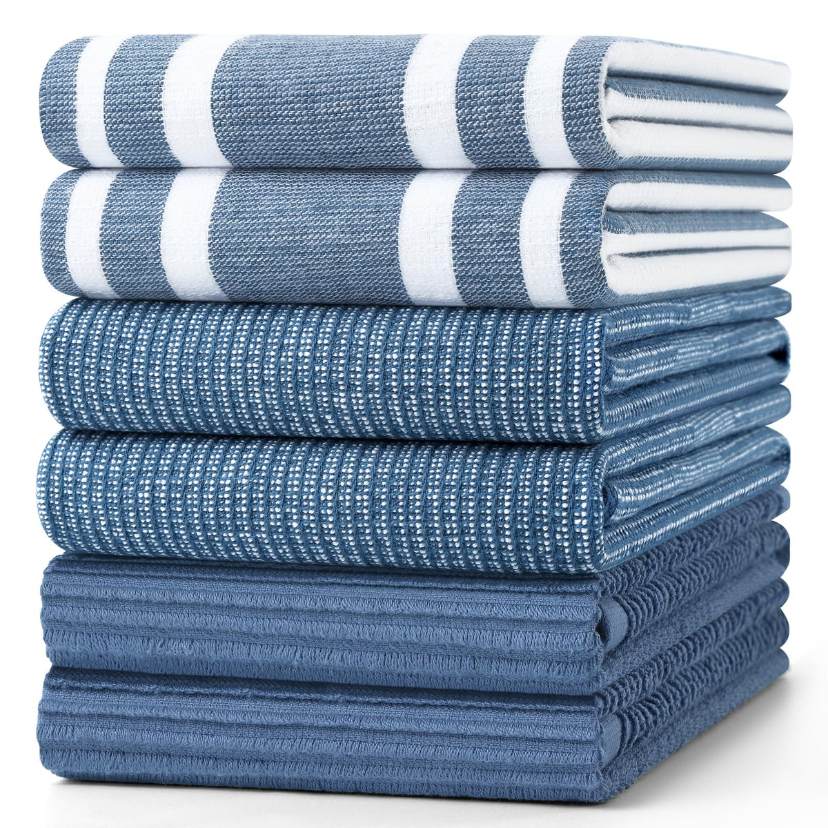 Homaxy Cotton 380 GSM Premium Kitchen Towels, 18"x 28", 6 Pack, Khaki