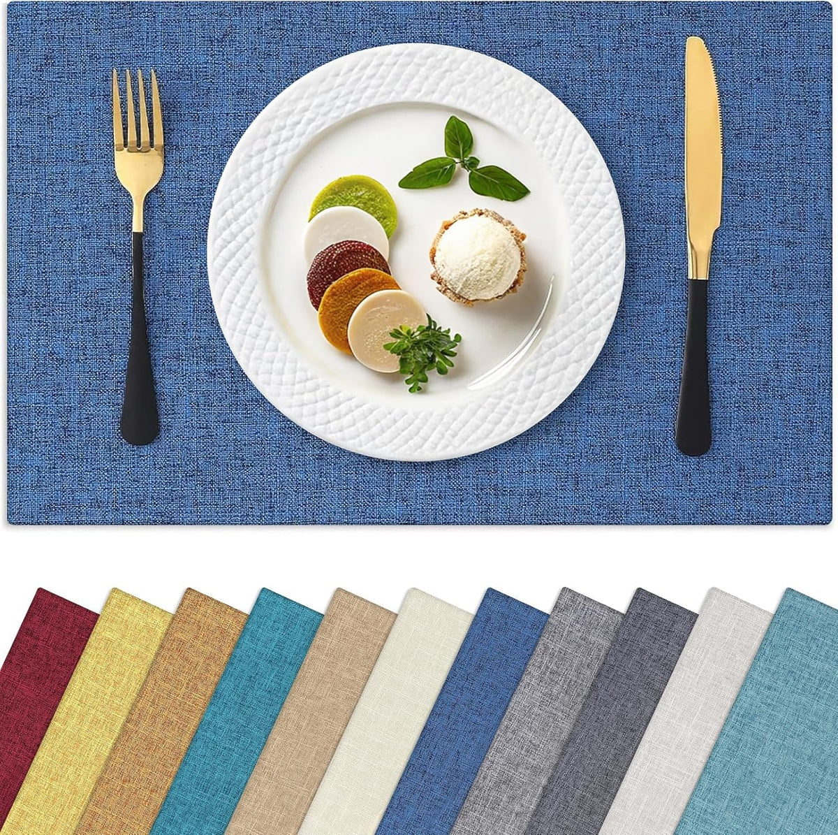 Homaxy Cloths Placemats for Dining Table Set of 6, 13" x 19", Flaxen