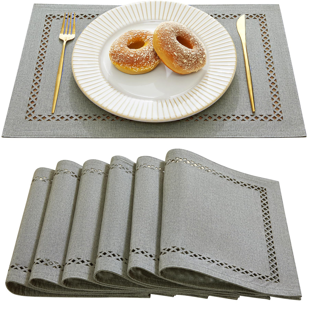 Orange Burlap Place Mats, Fall Placemats Set of 4, 12 x 18 Inch