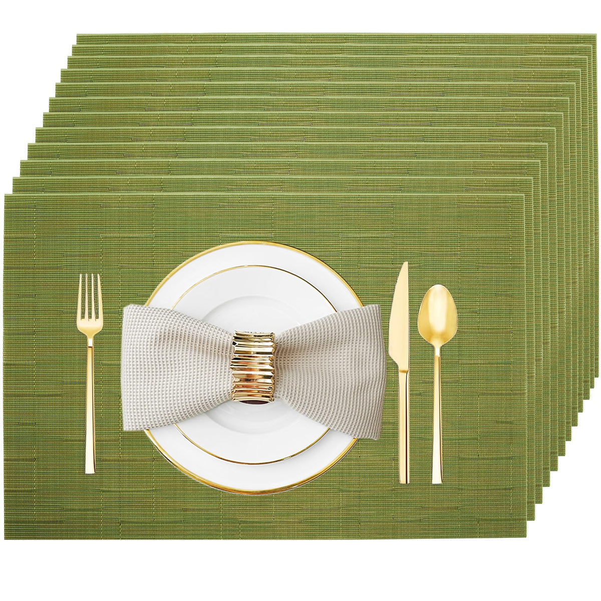 Silver Grey Vinyl Placemats Set of 6, Heat Resistant Table Placemats