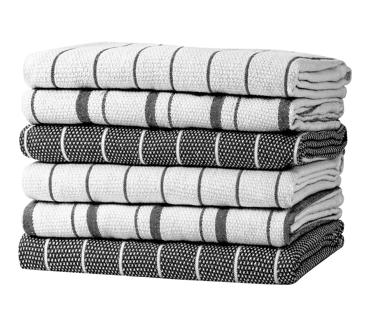 Zeppoli Classic Kitchen Towels - 15 Pack 100% Natural Cotton Towel Set, Reusable Wash Cloths, Absorbent Dish Towels, Machine Washable Hand Towels, Kitchen Essentials - 14” by 25” - Black