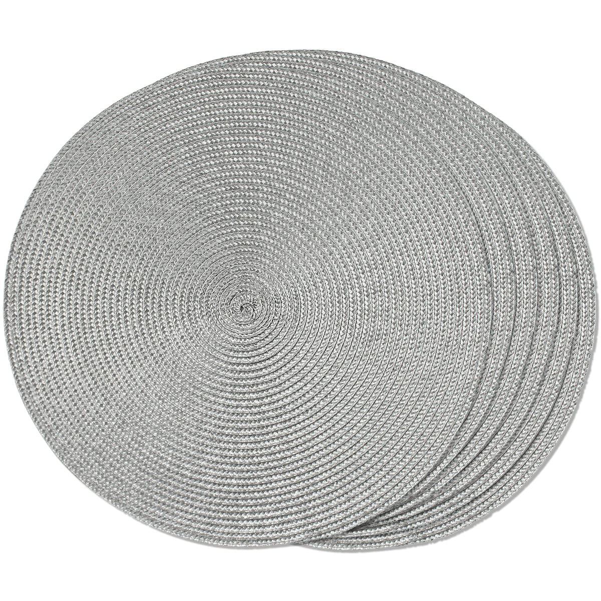 FunWheat Round Braided Placemats Set of 6 Table Mats for Dining Tables Woven Washable Non-Slip Place mats 15 in(Blue, 6pcs)