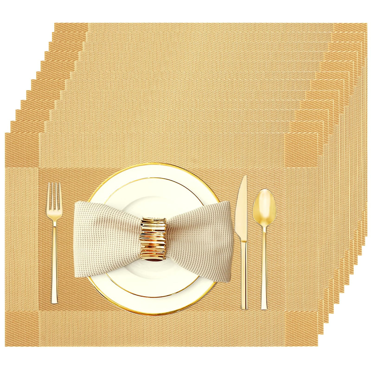 Silver Grey Vinyl Placemats Set of 6, Heat Resistant Table Placemats