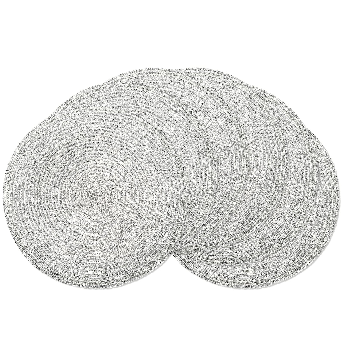 AHHFSMEI Round Placemats Set of 6 Heat Resistant Washable Non-Slip Woven Braided Table Mats for Dining Table Kitchen & Home Decor (Black)