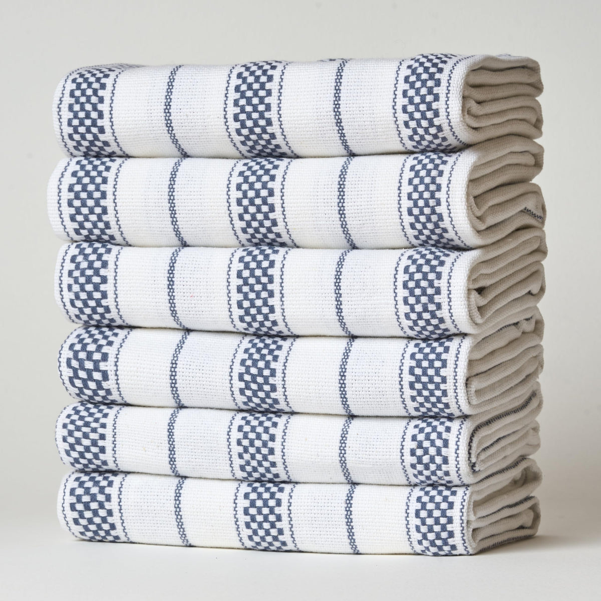 Kitchen Towels Set – Pack of 6 (20’’ x 30’’) Extra Large Premium Cotton Dish Towels for Kitchen – Chain Stripe Towels – Absorbent – 100% Cotton – with Hanging Loop – Beige
