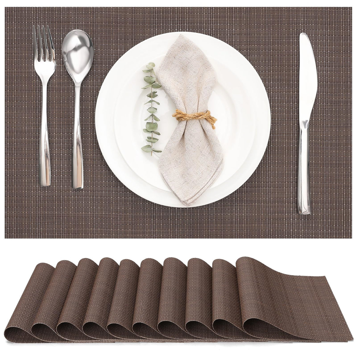 Myir JUN Black Placemats Set of 8 Kitchen and Dining Table Placemats