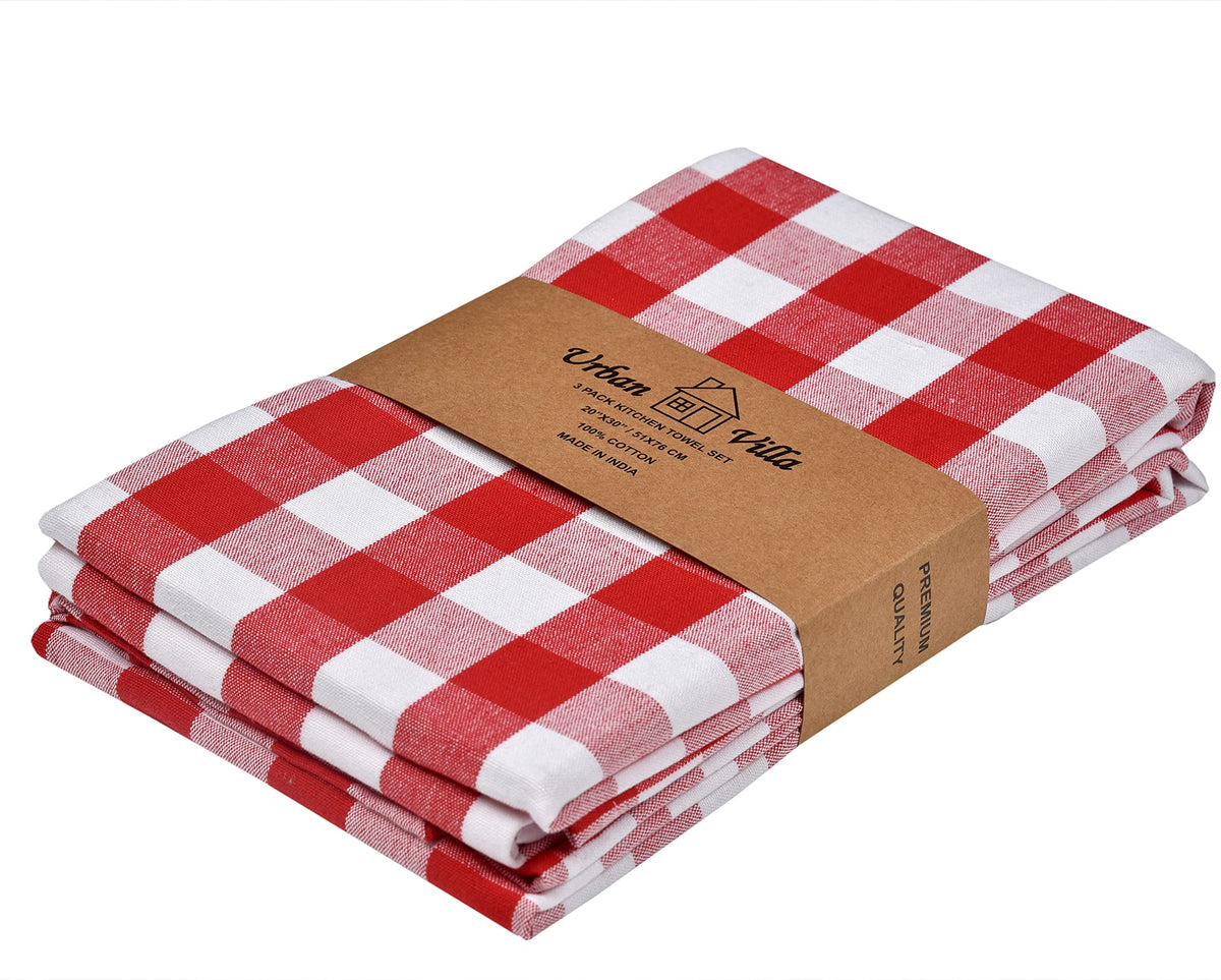 Urban Villa Kitchen Towels Cotton Dish Towels 12”x12” (Set of 8) Grey White