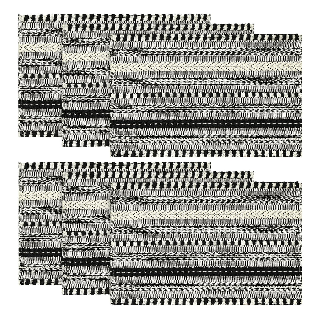 Artoid Mode Caramel Woven Braided Stripe Placemats Set of 4-12x18 Inch