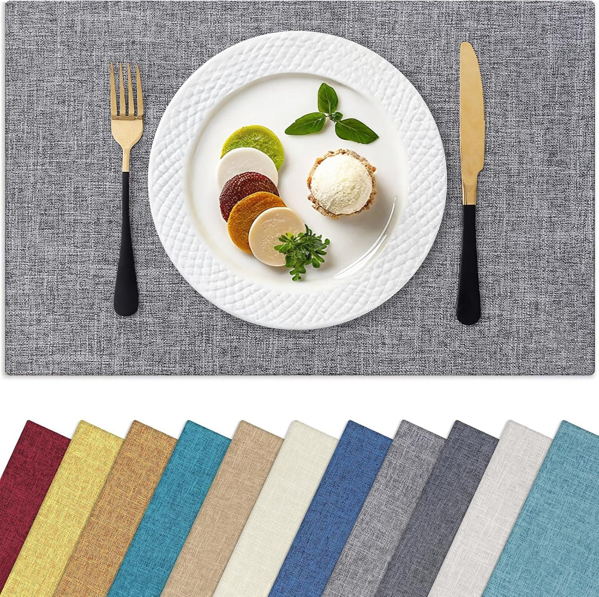 Homaxy Cloths Placemats for Dining Table Set of 6, 13" x 19", Flaxen