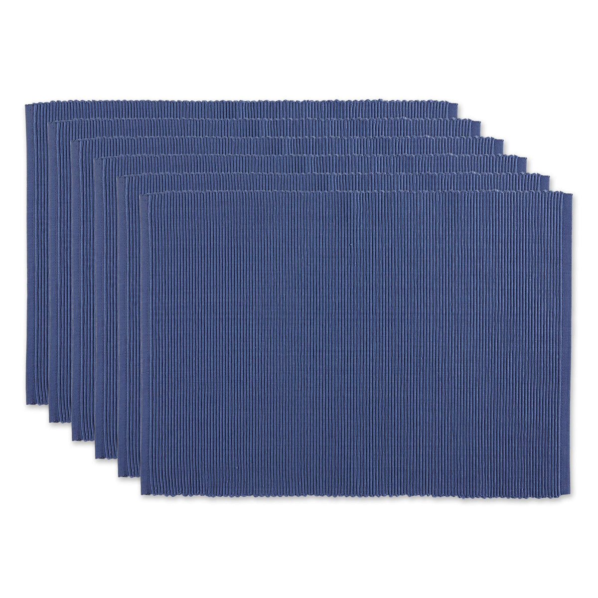 DII Basic Everyday Ribbed Tabletop 100% Cotton, Placemat Set, 13x19, Dark Brown, 6 Piece