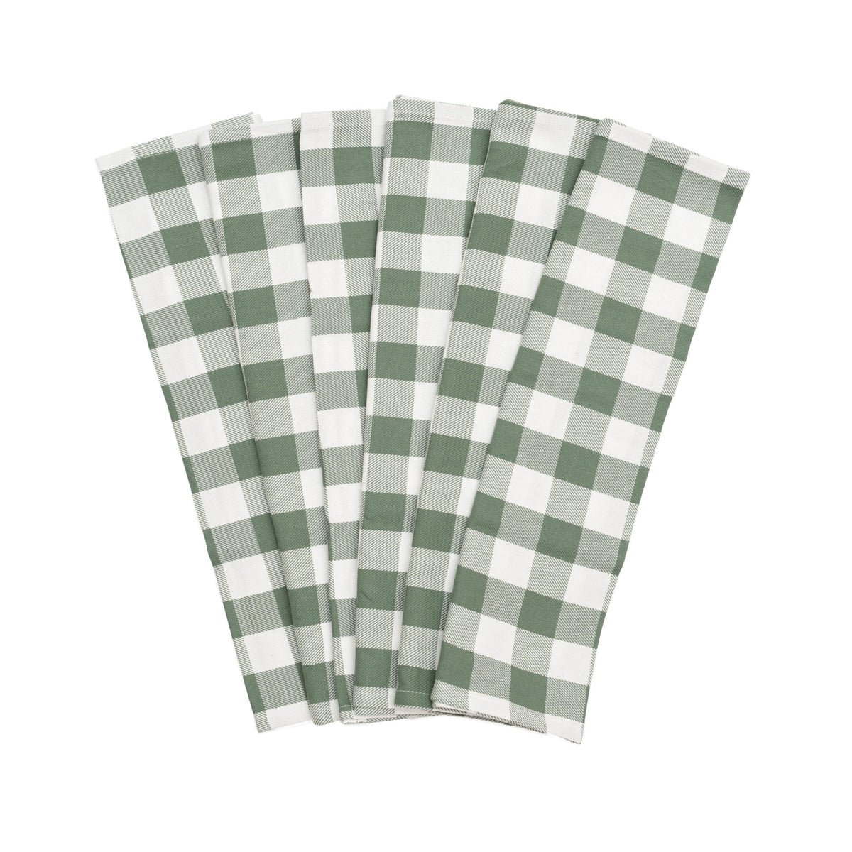 Aqua 6 Pack Large Cotton Tea Towels - 30" x 20" with Hanging Loop - Highly Absorbent, Lint-Free, Washable Teal Kitchen Towels - Plaid Pattern