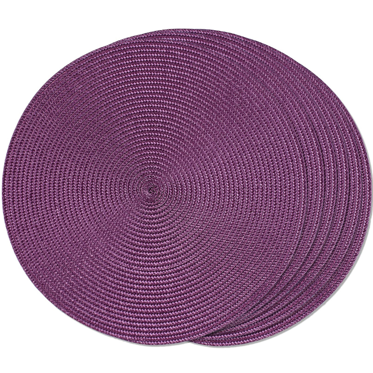FunWheat Round Braided Placemats Set of 6 Table Mats for Dining Tables Woven Washable Non-Slip Place mats 15 in(Blue, 6pcs)
