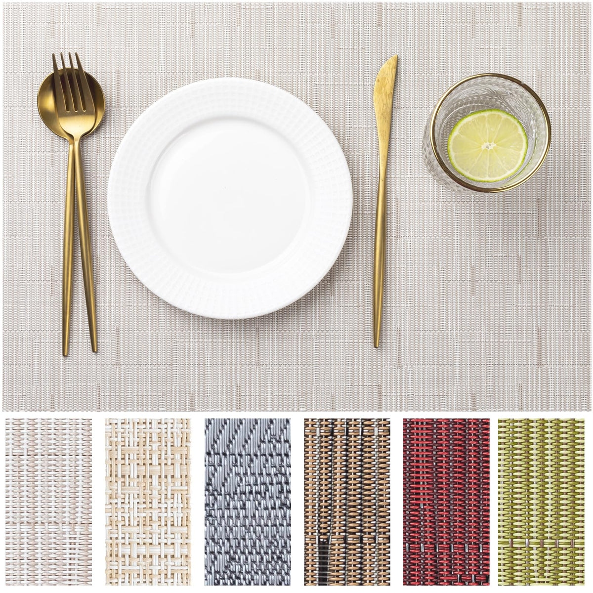 LEXMORE Placemats Set of 4 Vinyl/Plastic Woven Place Mats for Kitchen Table Indoor/Outdoor Washable Placemat Wipeable Dining Table Mats(Navy Blue)