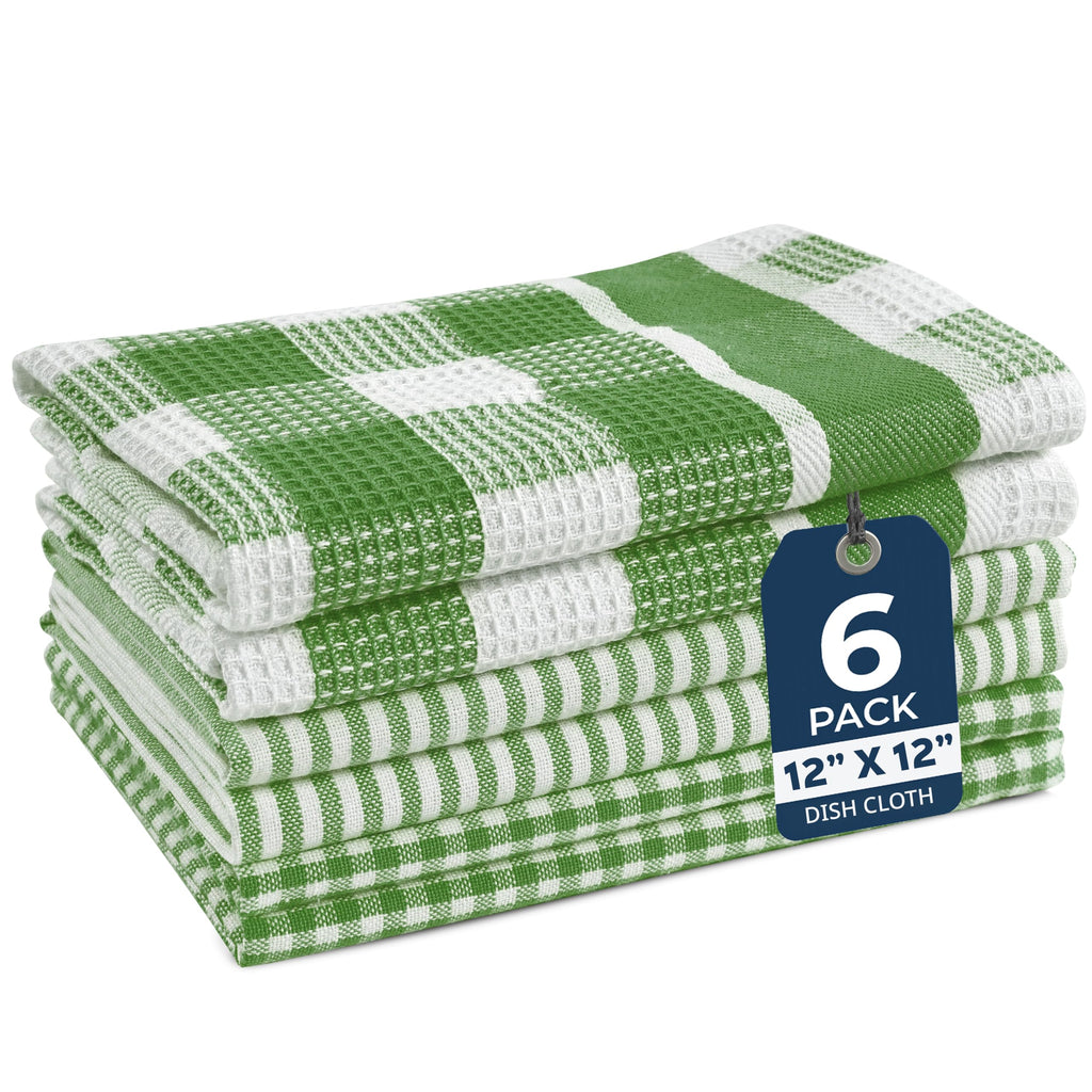 LANE LINEN 100% Cotton Kitchen Dish Cloths, Ultra Soft Absorbent Quick Drying Dish Towels, Multiweave Wash Cloths Dish Towel Sets, 13x28 Inches, 4 Pack - Grey