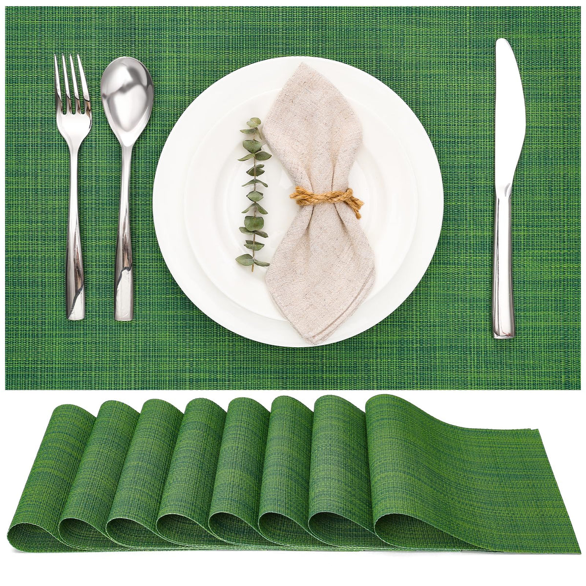 Myir JUN Black Placemats Set of 8 Kitchen and Dining Table Placemats
