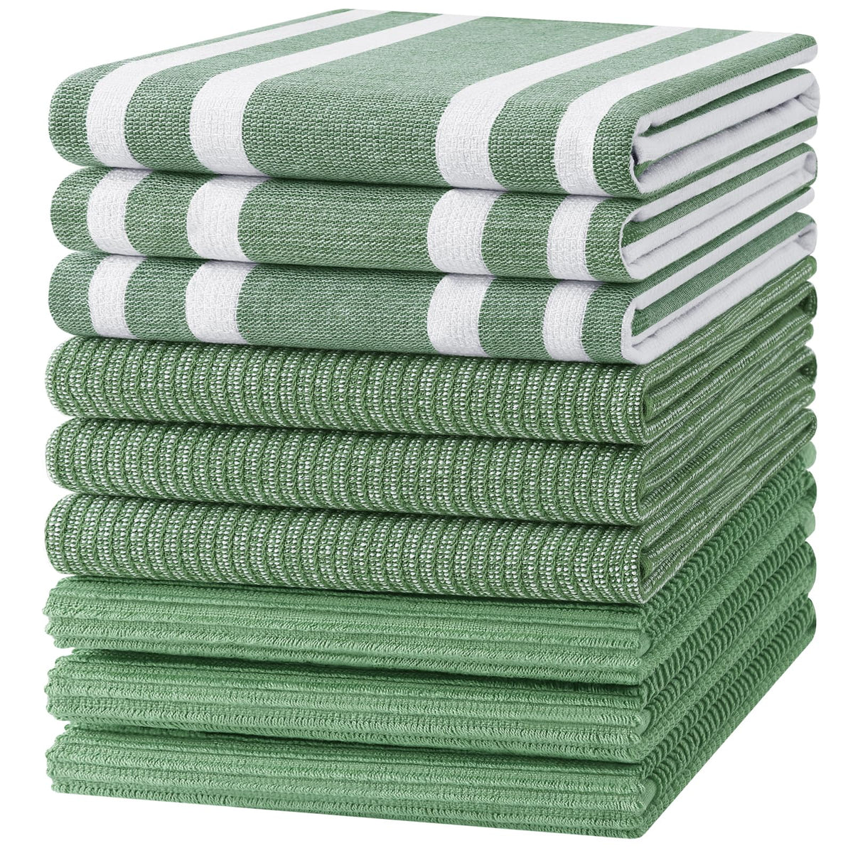 Homaxy Cotton 380 GSM Premium Kitchen Towels, 18"x 28", 6 Pack, Khaki