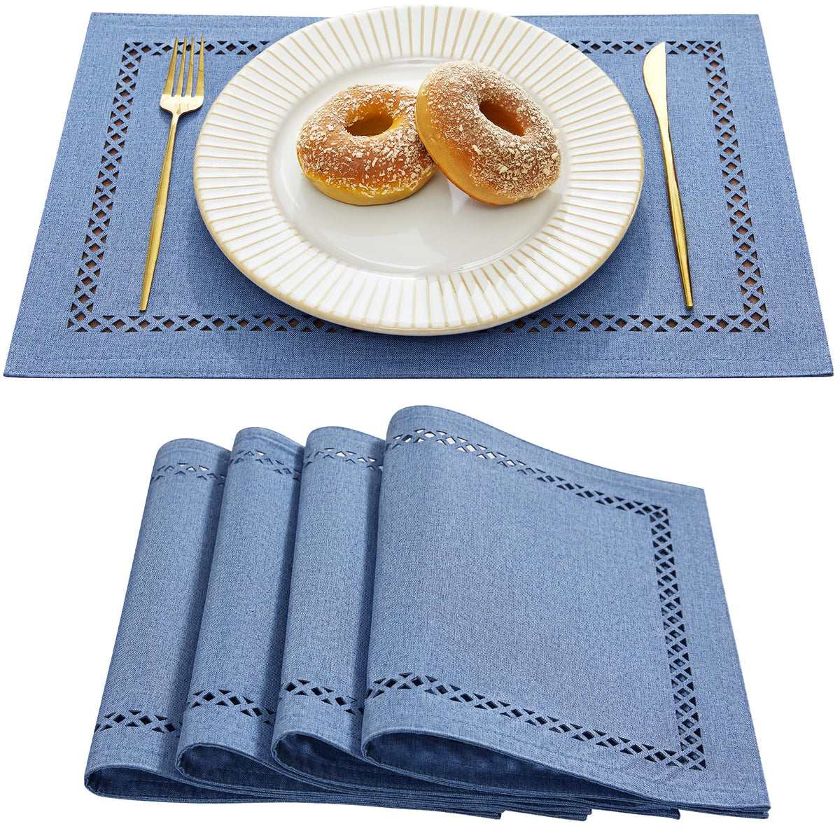 Orange Burlap Place Mats, Fall Placemats Set of 4, 12 x 18 Inch