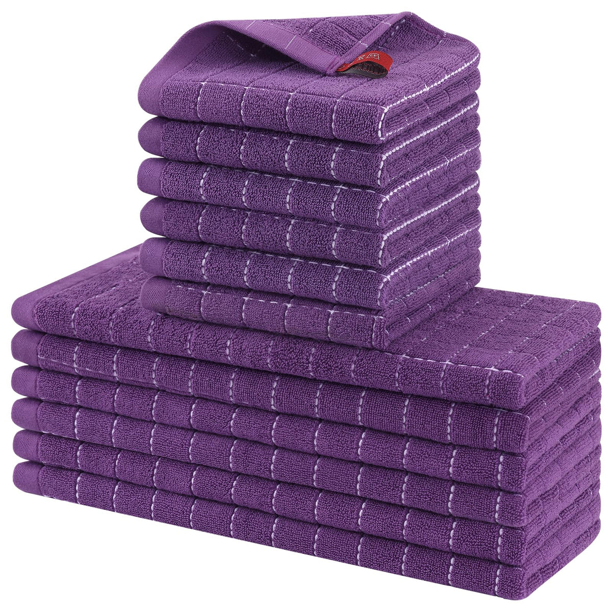 Homaxy Cotton Terry Kitchen Towels and Dishcloths Set of 8, Black