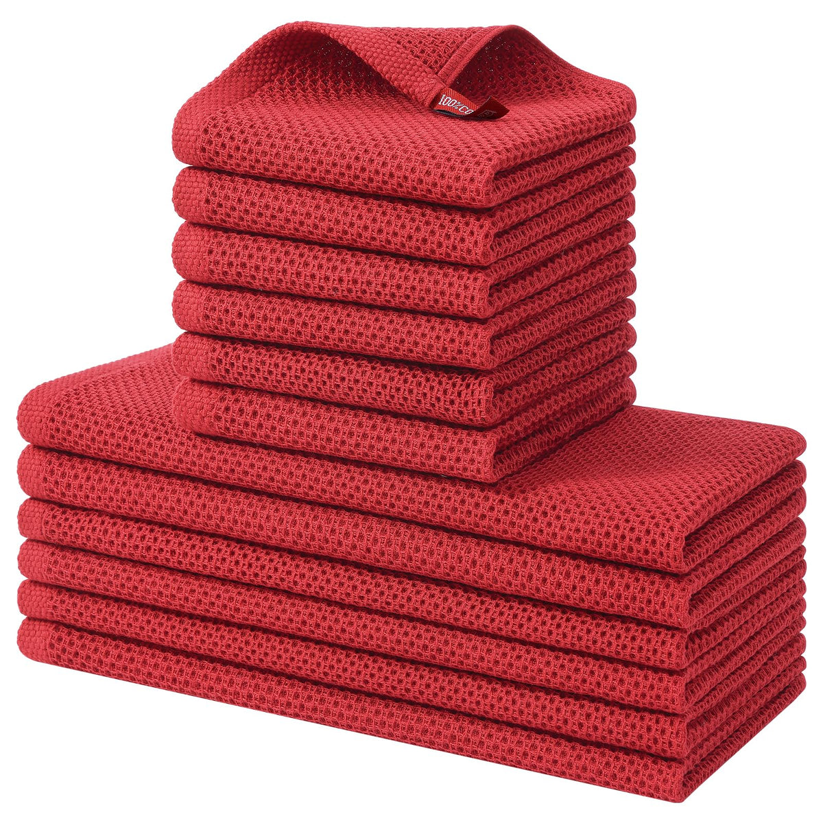 Kitinjoy 100% Cotton Kitchen Towels and Dishcloths Set, 8 Pack- Beige