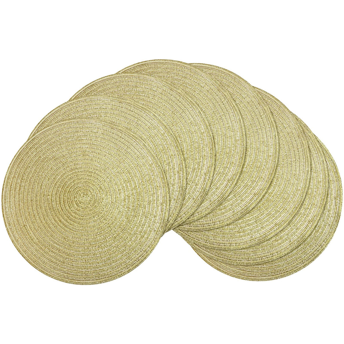 SHACOS Round Braided Placemats Set of 4 Washable Place Mats for Dining Tables 15 inch Non Slip Kitchen Table Mats (Beige, 4)