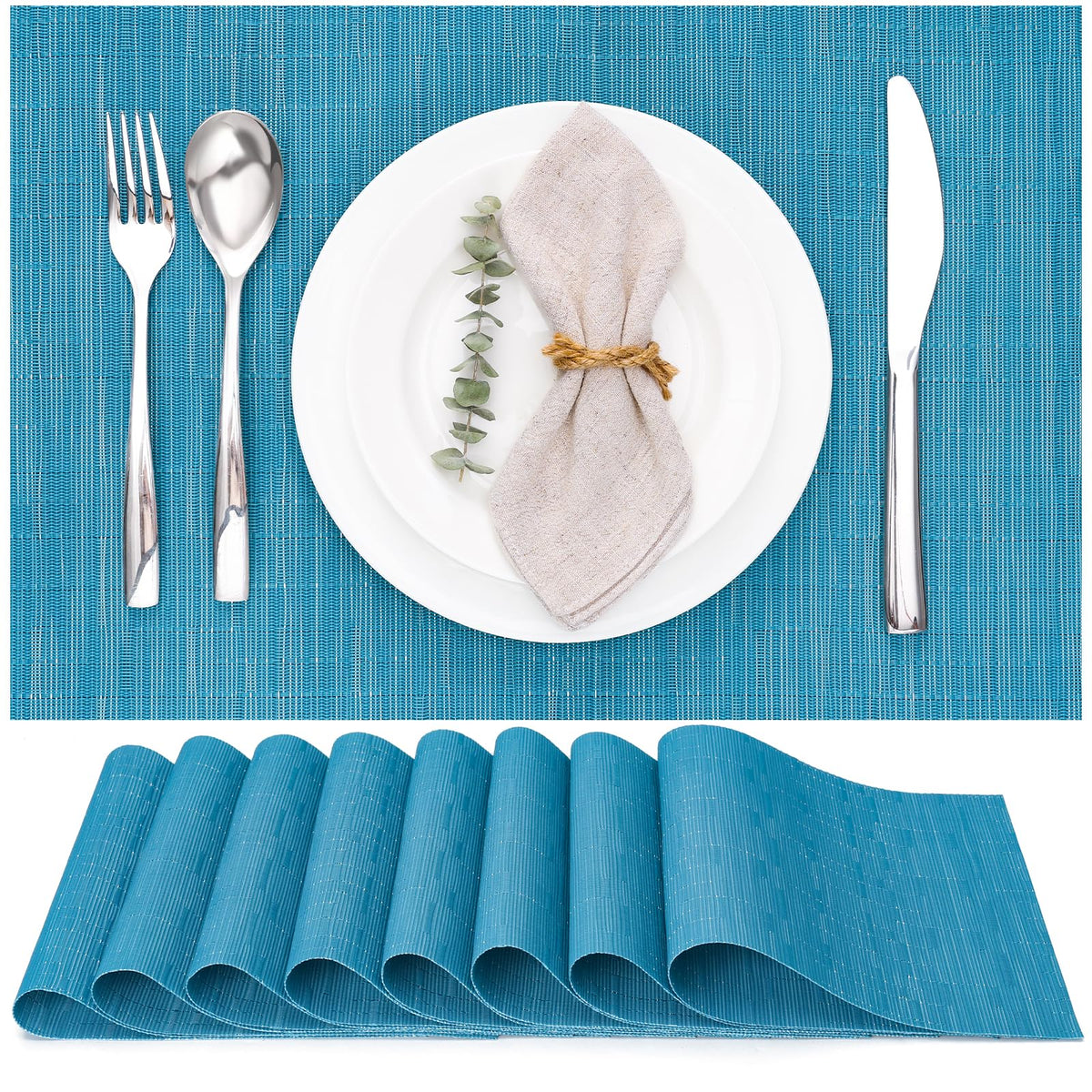 Myir JUN Black Placemats Set of 8 Kitchen and Dining Table Placemats