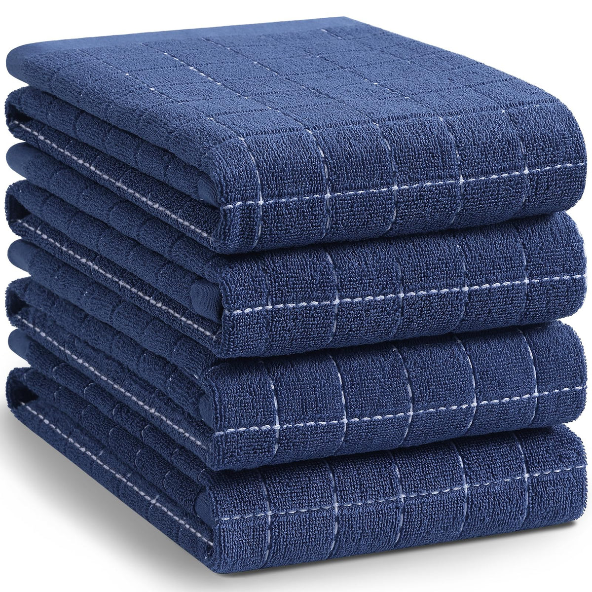 Homaxy 100% Cotton Terry Kitchen Towels, 4 Pack, Black
