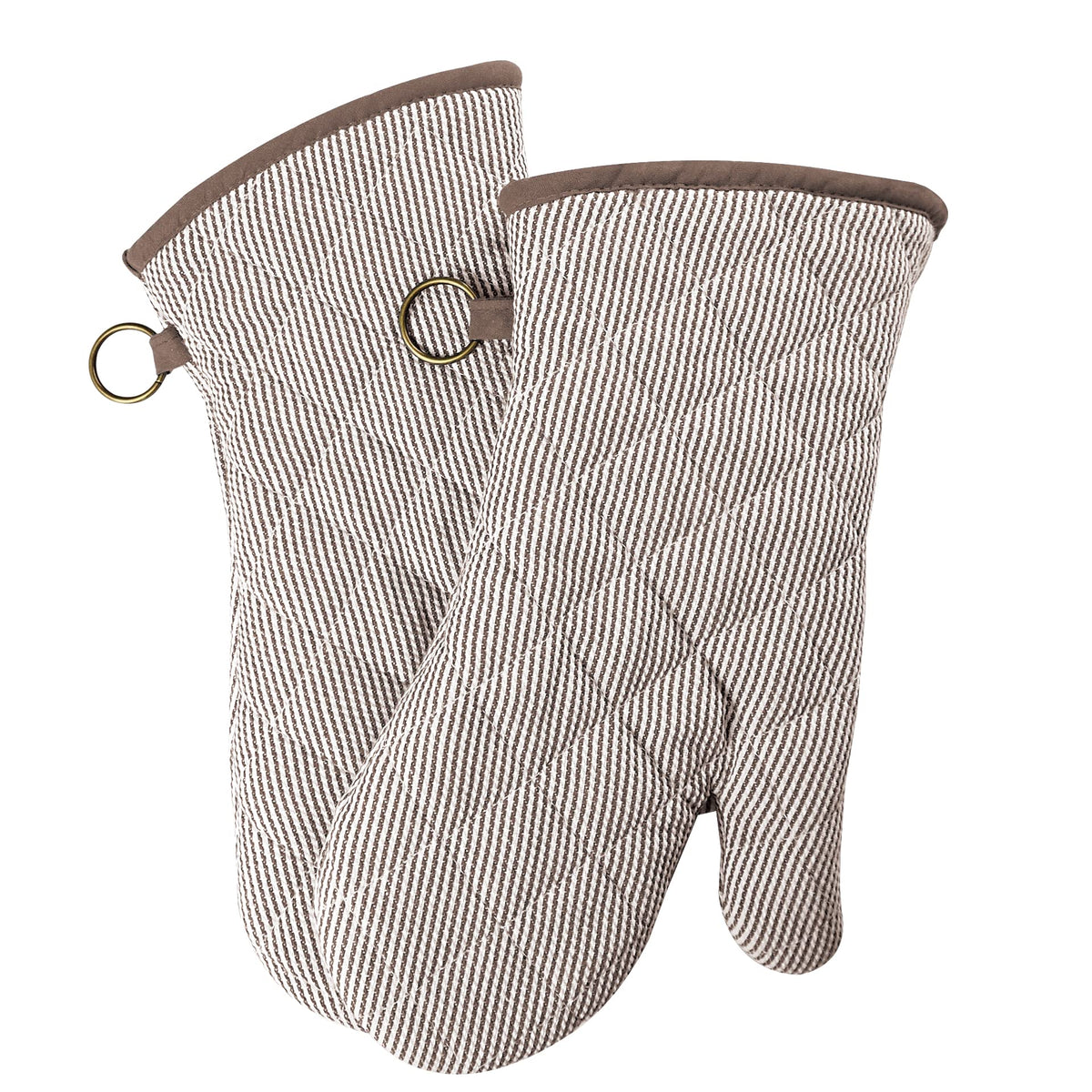 Yarn Dyed Oven Mitts 1 Pair， 100% Cotton Heat Resistant 470 Degree