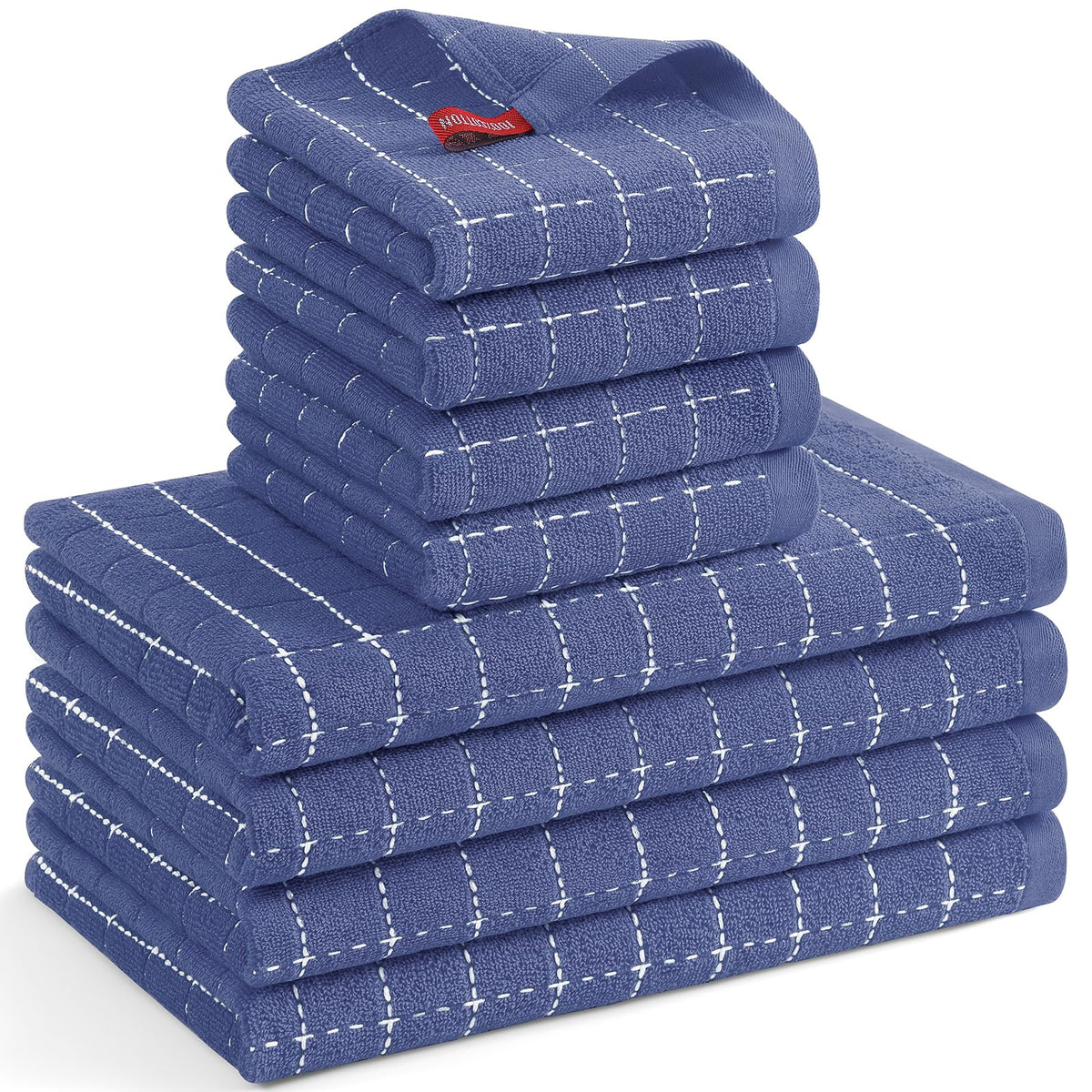 Mordimy Cotton Terry Checkered Kitchen Towels, 16"x 26", 4 Pack, Tan