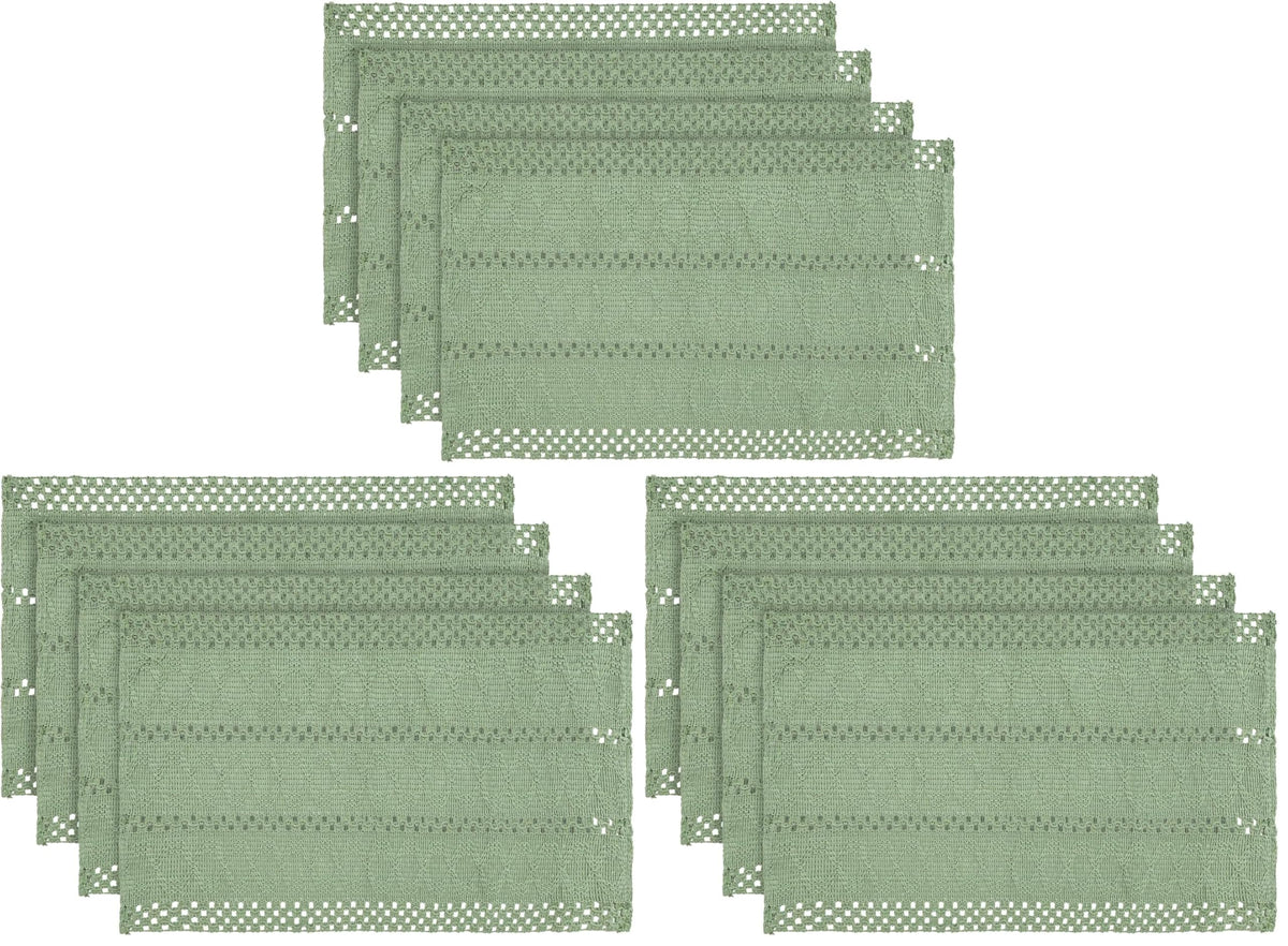 Artoid Mode Black Woven Rustic Hollow Placemats Set of 4-12x18 Inch