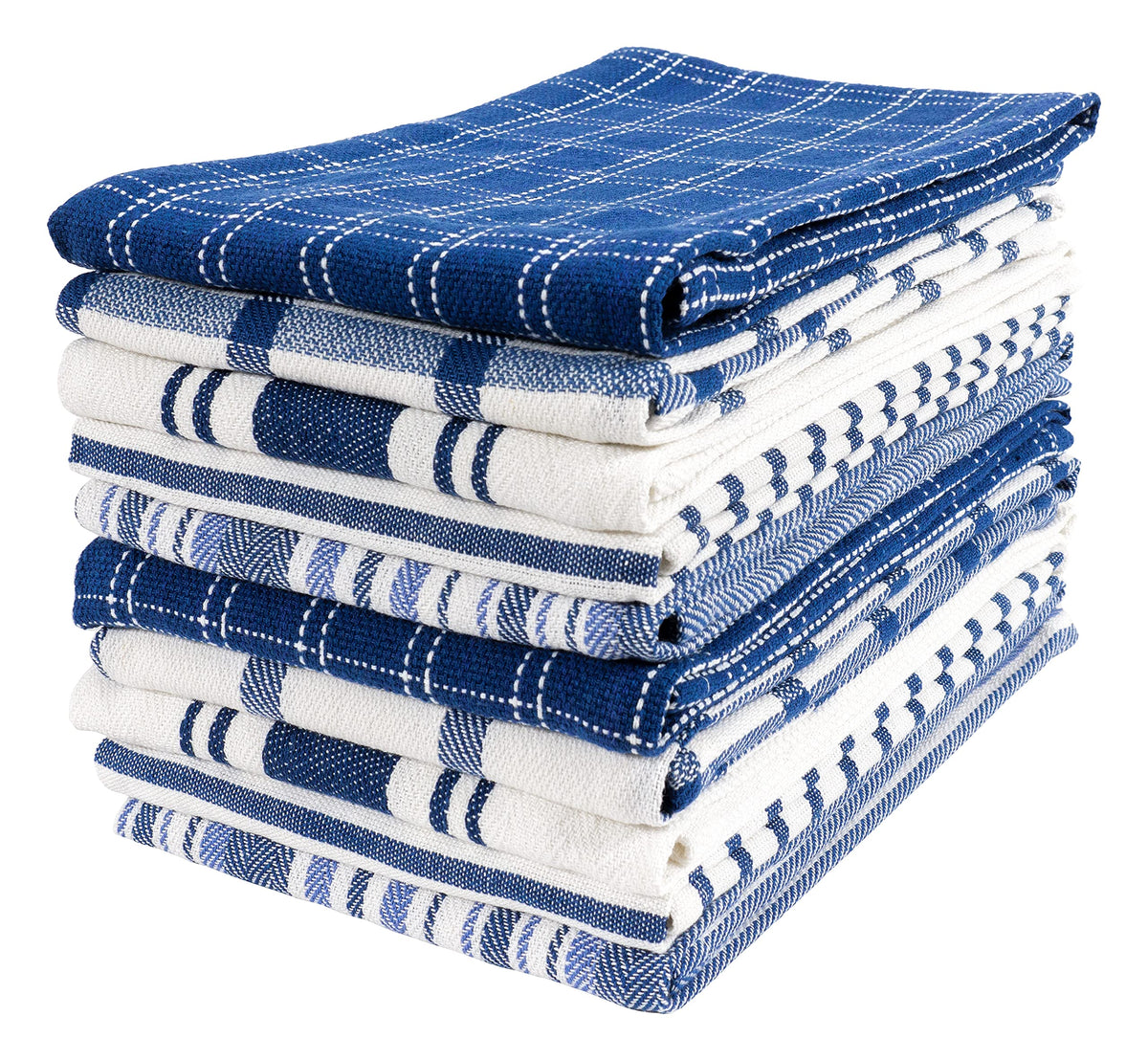 KAF Home Assorted Flat Kitchen Towels - Set of 10, 18 x 28 Inch (Navy)