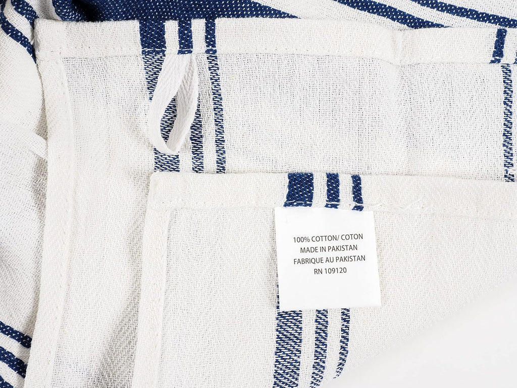 KAF Home Assorted Flat Kitchen Towels - Set of 10, 18 x 28 Inch (Navy)
