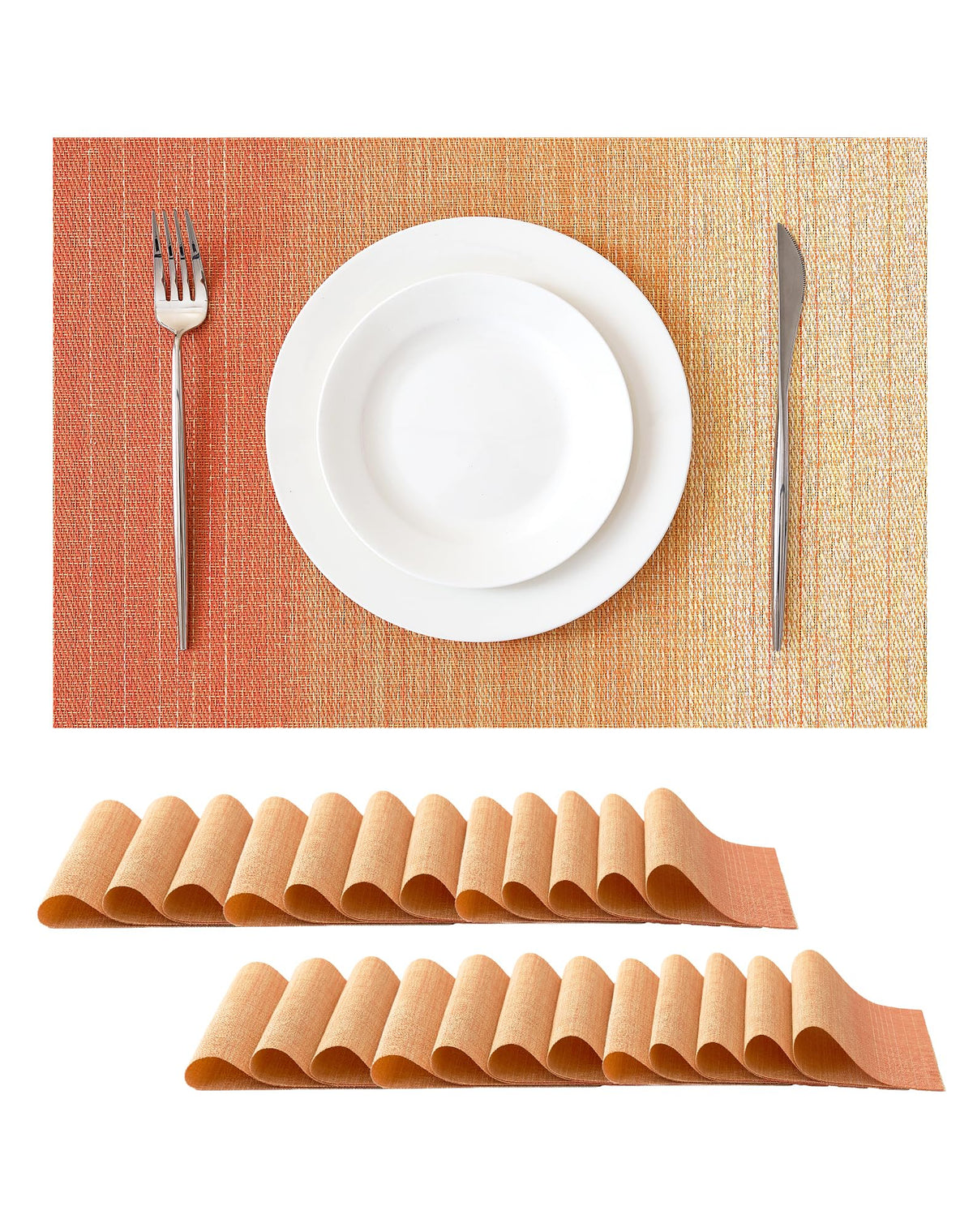 Beige White Placemats Set of 4 - Heat Resistant Non-Slip Place mats for Dining Table, Washable Durable PVC Vinyl Woven Table Mats(Beige White, 4)