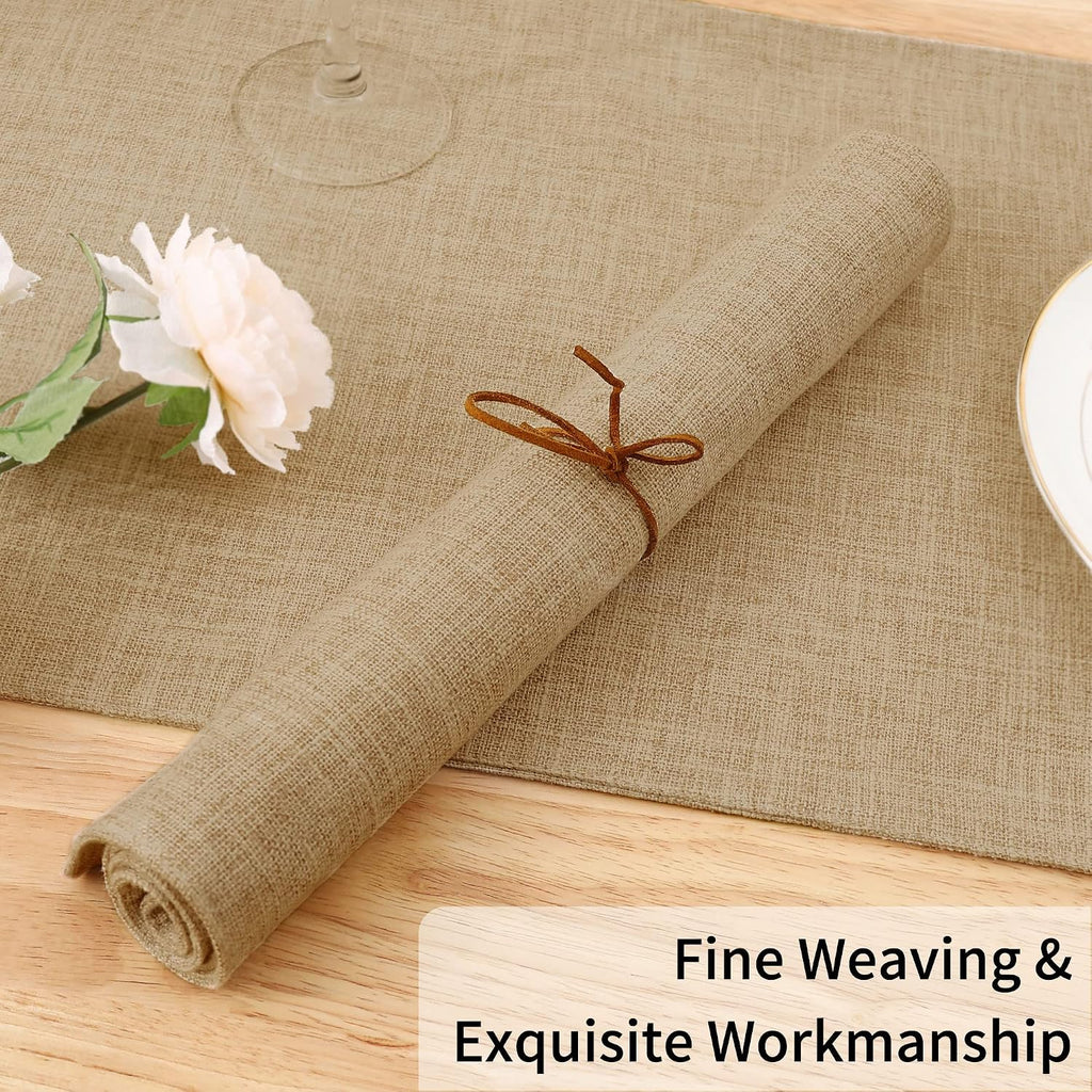 Homaxy Cloths Placemats for Dining Table Set of 6, 13" x 19", Flaxen