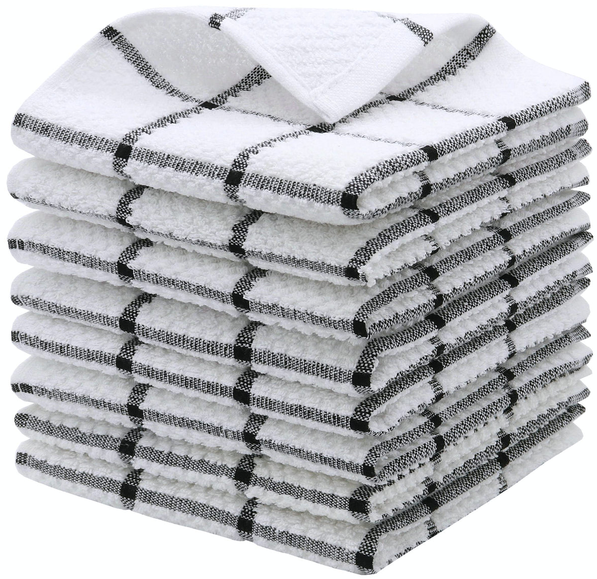 Cotton Dish Towels for Kitchen, Dish Rags, 12 x 12 Inches, 8pc, Grey
