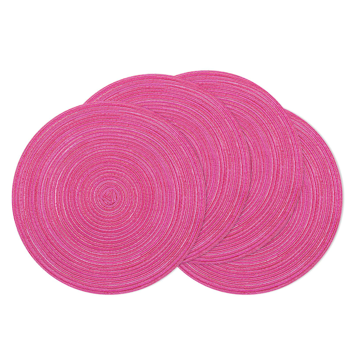 SHACOS Round Braided Placemats Set of 4 Washable Place Mats for Dining Tables 15 inch Non Slip Kitchen Table Mats (Beige, 4)